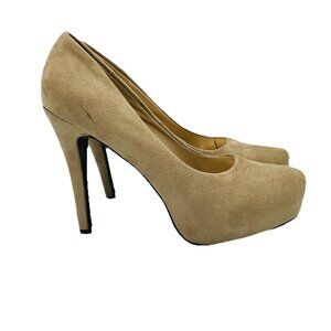 Pazzle Shoes Womens Size 8.5 Brown Faux Suede Platform Stiletto Slip On Heels